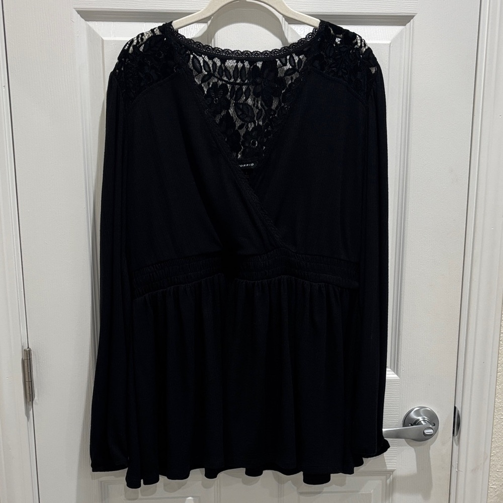 Torrid Black Lace Detail Blouse